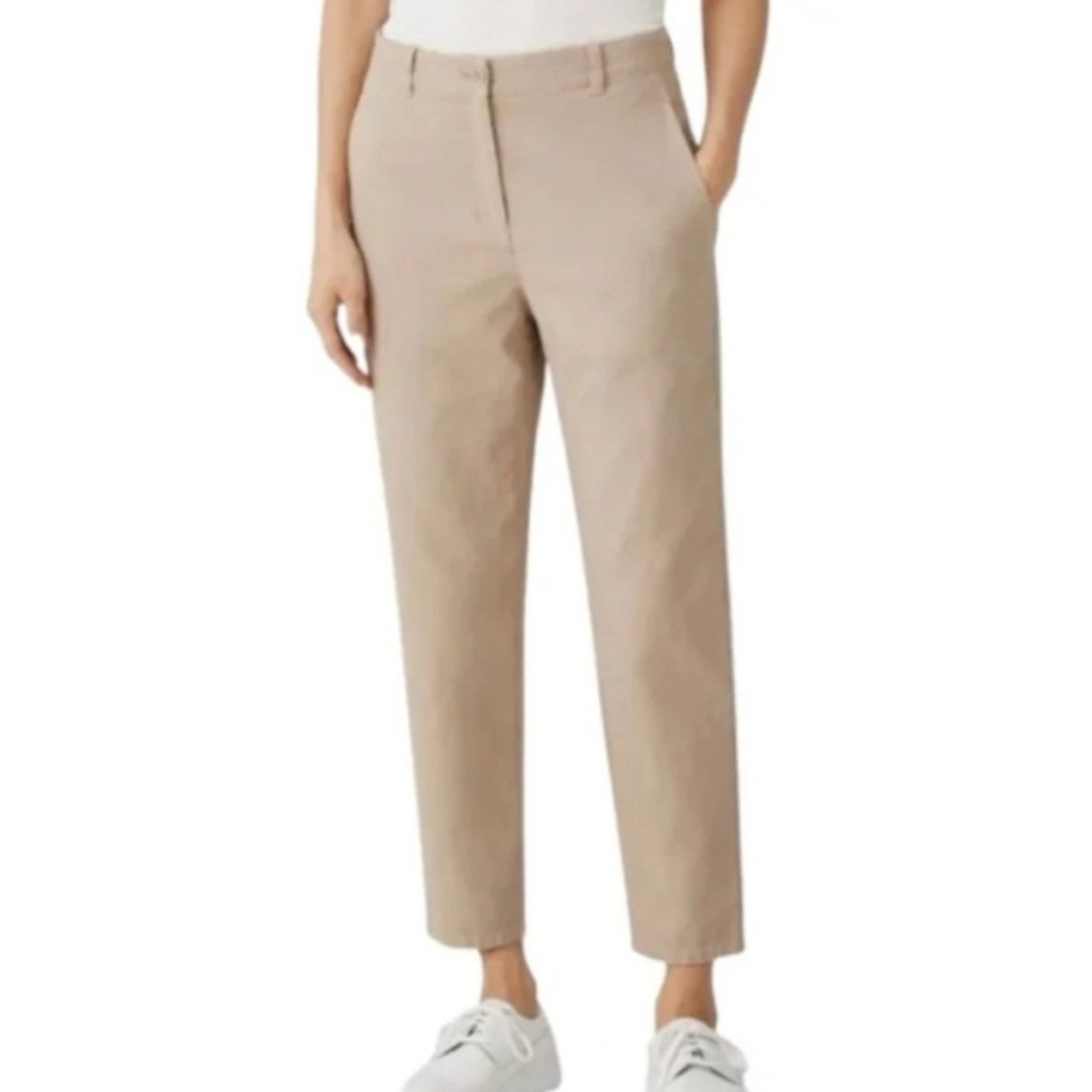 EILEEN FISHER tapered khaki hemp pants 8